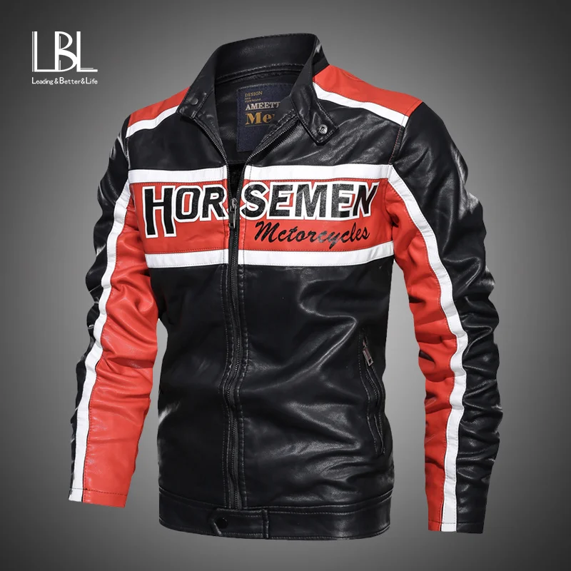 

Men New Motorcycle Jacket Causal Vintage Leather Jacket Coat Men Outfit Fashion Biker Zipper Pocket Design PU Leather Jacket Men