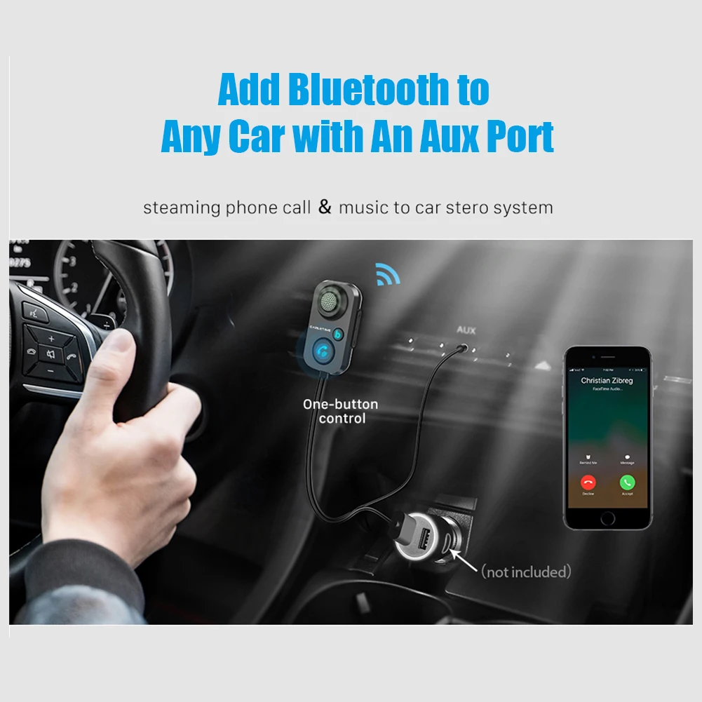 Car Bluetooth Receiver 5.1 AUX Audio 3.5mm Wireless Adapter for Hands-Free Car Bluetooth Audio Amplifier Speaker Headphone