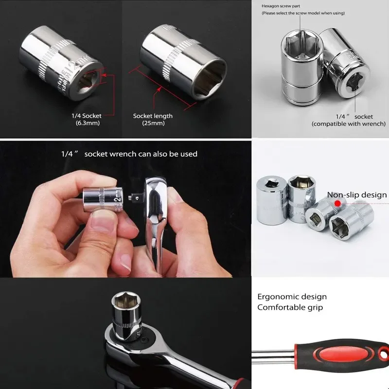 Description Picture 4 of item12pcs 1/2 Inch Socket Wrench Set Metric Impact Sockets Ratchet Spanner Complete Tool Kit Professional Garage Repair Tool