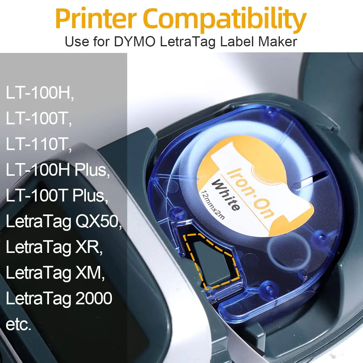 Etichette Da Stiro Dymo LetraTag - Rotolo 12 Mm X 2 M, Nero Su Bianco, Lavabili, Per Tessuti - Foto 3