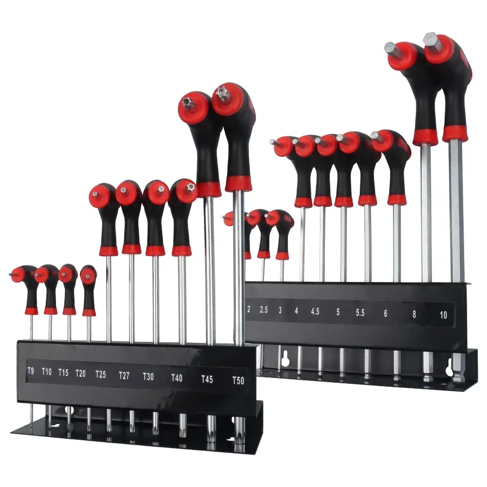16-Piece T-Handle Torx & Hex Ball End Allen Key Set - TRX Star Screwdriver Kit