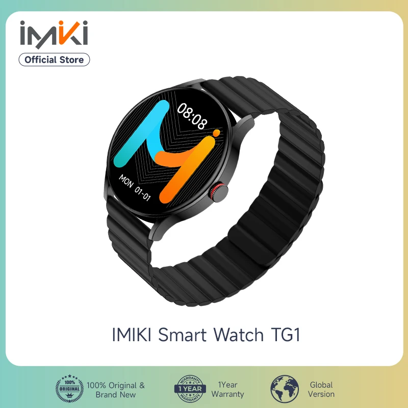 IMIKI TG1 Smartwatch 1.43" AMOLED Display Sunlight 1000 Nits Bluetooth Calls 15 Days Battery Life For Man smart watch