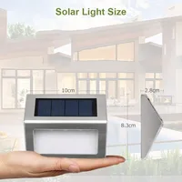 1/2/4/10PCS ไฟผนังพลังงานแสงอาทิตย์ 3 LED บันไดไฟเซนเซอร์ตรวจจับแสงกันน้ําระบายน้ํา Ditch รั้วกลางแจ้งระเบียงระเบียง 2