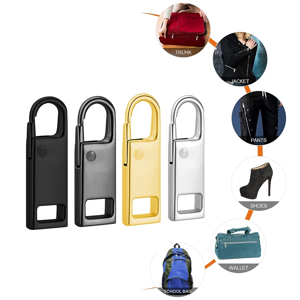 10Pcs Zipper Pull Replacement Kit Detachable Universal Metal Zipper Pull Tabs Repair Kit for Backpacks Boot Jackets Clothings
