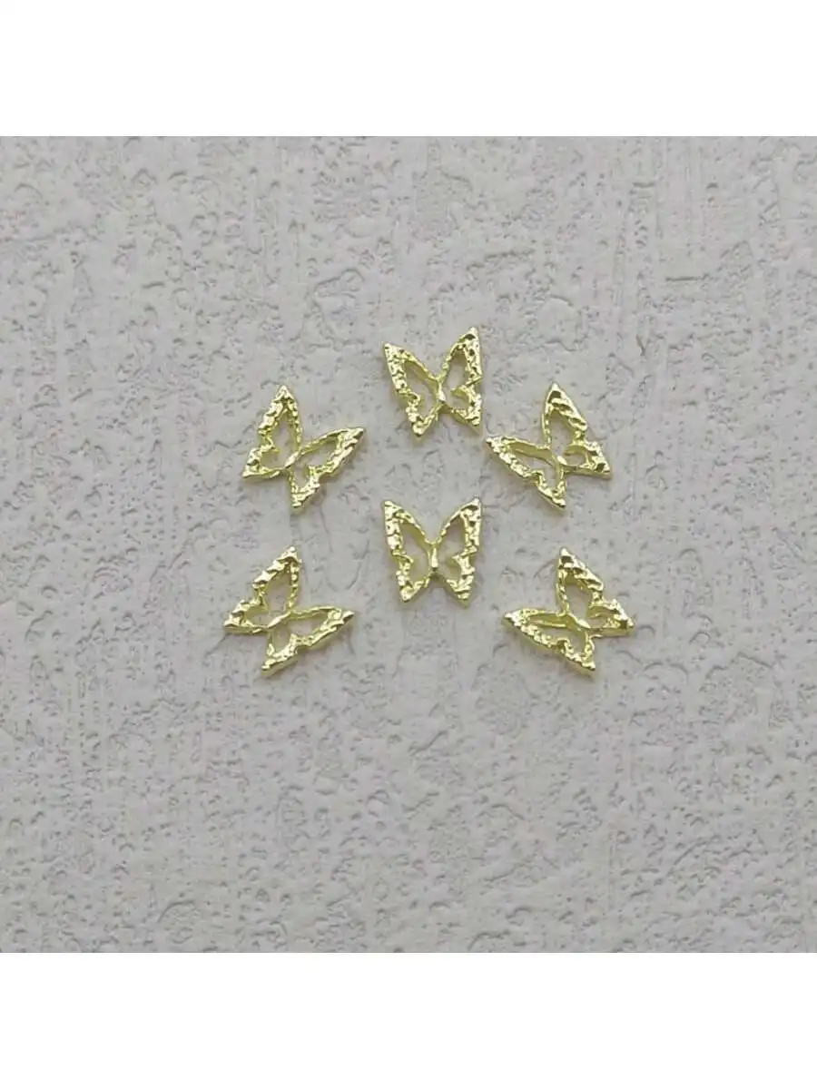 미니 3D 합금 네일 스터드, 혼합 골드 실버, 중공 나비 금속 장식, 네일 아트 장식, 50PCs