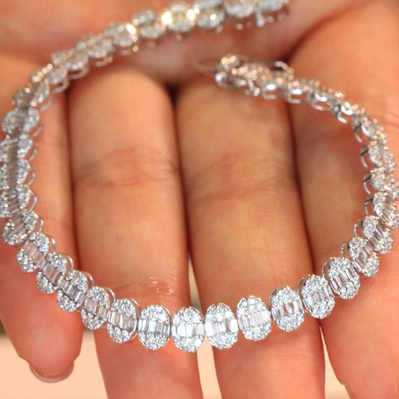 Sff4dfc8142e04292a727a3f5ac0c9ba0W Aazuo 18K Premium Jewelry White Gold Natural Diamond 3.5ct Oval Shape Bracelet For Woman Upscale Trendy Wedding Engagement Party