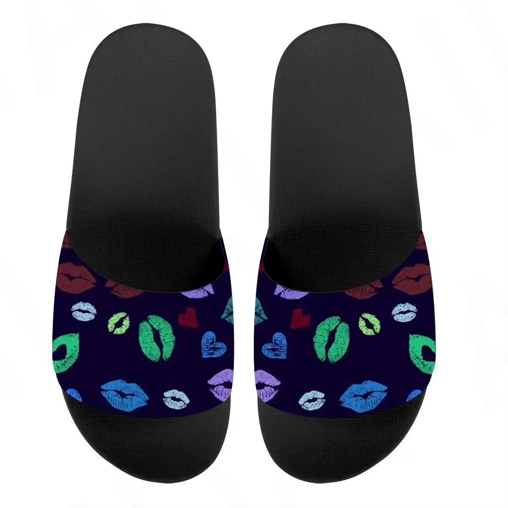 

Female Slippers Sexy Red Lip Printing Custom Pattern Slippers Beach Sandals Fashion Cartoon Bathroom Slippers Open Toe Flip Flop