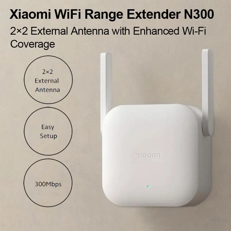 Xiaomi WiFi Range Extender N300 2.4GHz Up To 300Mbps 2 External Antennas Extend Wi-Fi Signals Router Mi Home APP Global Version