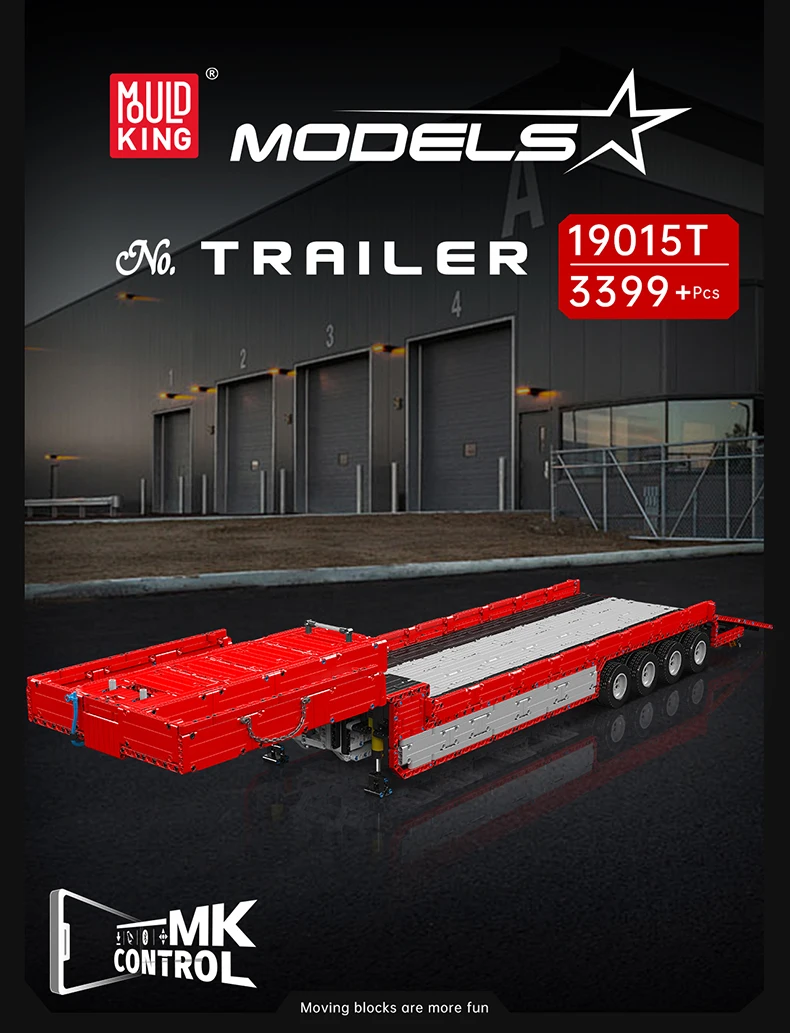 Mould King 19015T Technischer Auto-Baukasten APP & RC Ferngesteuertes Anhänger-Modellset Montage-LKW Bausteine Kinder Weihnachtsgeschenk – Detail 1