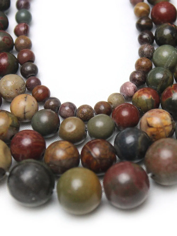 Natural Stone Beads Red Picasso Jasper Loose Round Beads 4 6 8 10 12mm for Jewelry Making Needlework DIY Bracelet Strand 15"