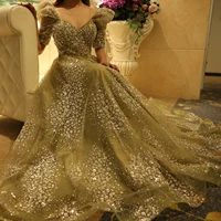 Glitter Lime Green Luxury Dubai Evening Dress for Women Wedding Engagement Arabic Women Formal Party Gowns 155 1