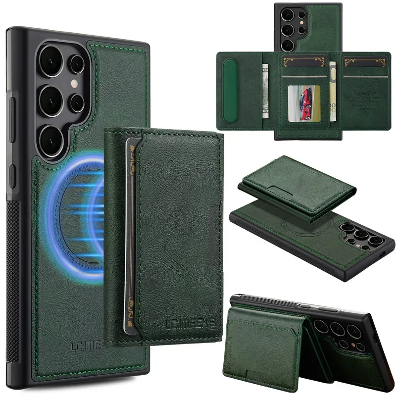 MagSafe Magnetic Flip Leather Detachable Wallet Phone Case with Card Holder