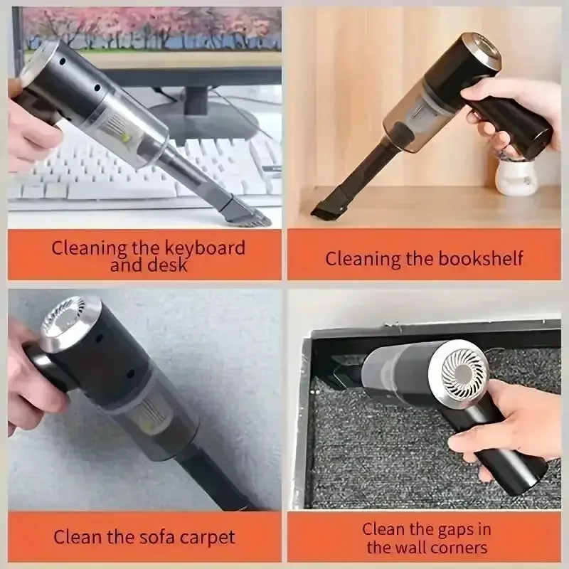 Car Vacuum Cleaner Handheld Powerful Suction Wireless Dust Collector USB Charging Portable Cleaning Appliance 1200mAh for Home