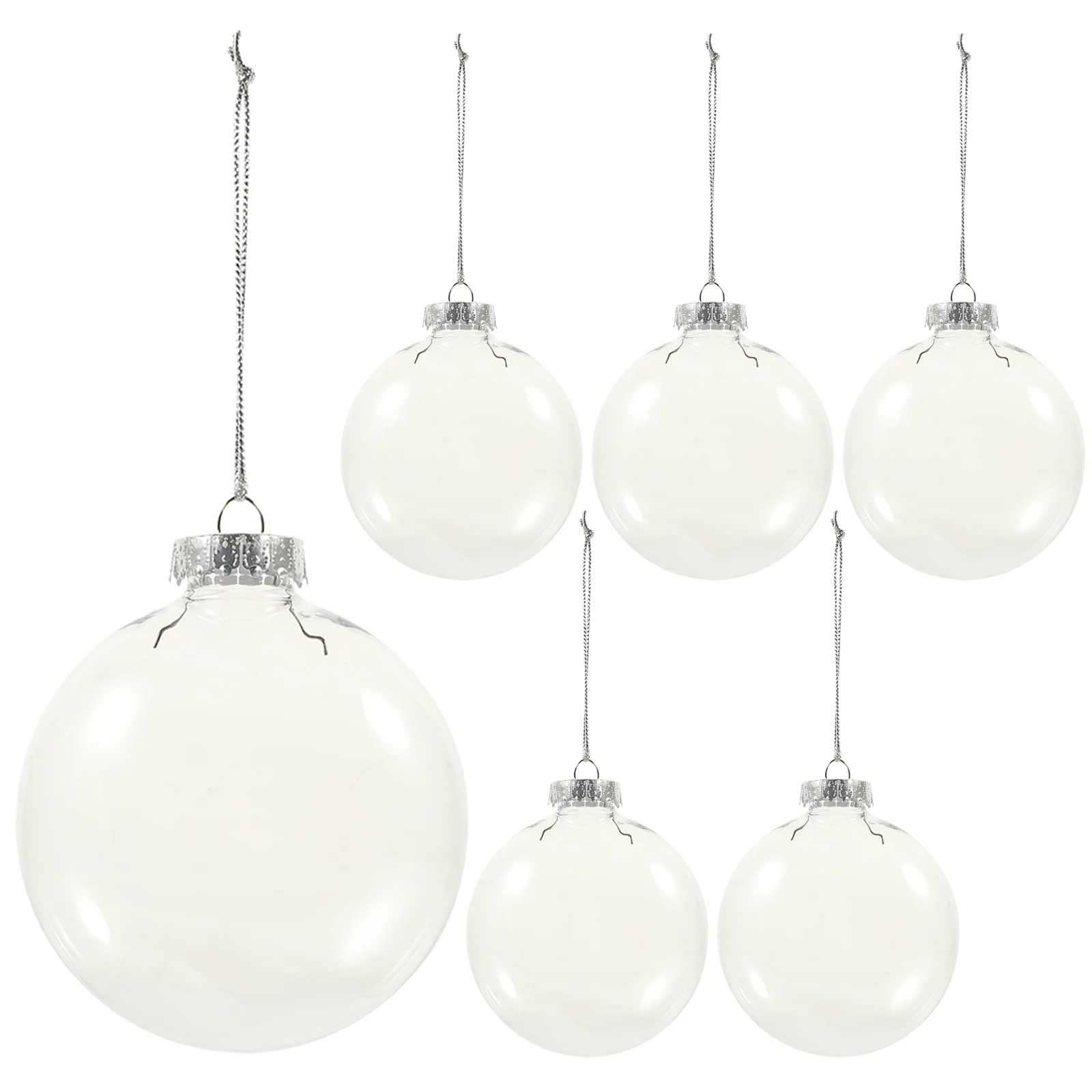 

6 Pcs Christmas Flat Balls Fillable Bathroom Decorations for DIY Ornaments Clear Hanging Disc Wedding
