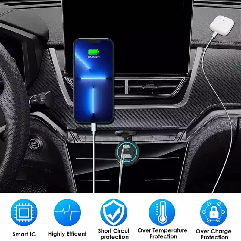 RV   ġ   Ƽ  USB Ʈ , 12V USB ܼƮ Ʈ , 65W USB-C PD3.0  18W QC3.0
