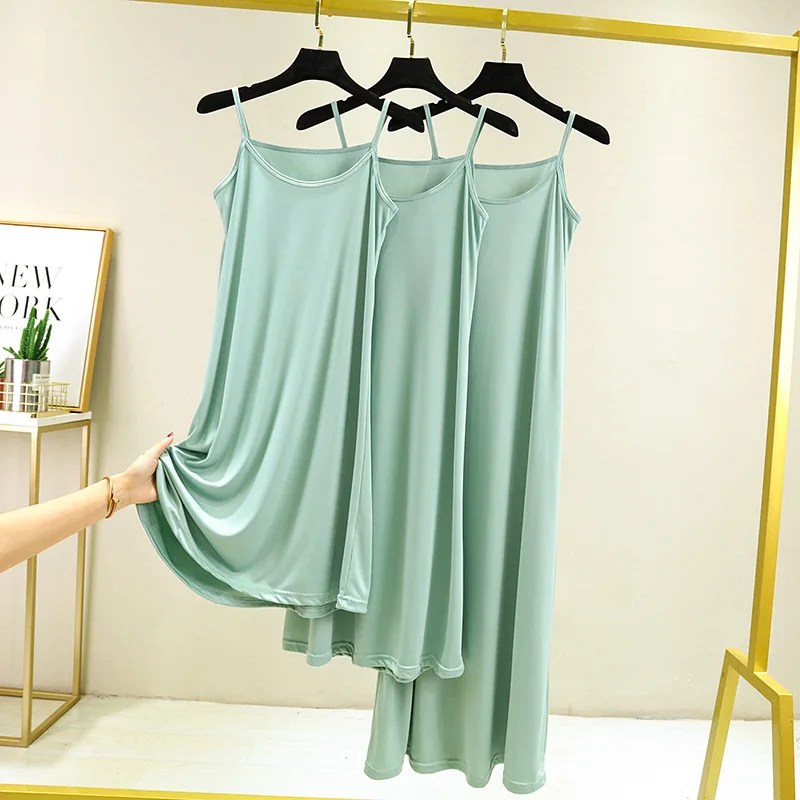 Senza Cuciture Full Slip Under Dress Donna Estate Senza Maniche In Seta Di Ghiaccio Sottogonna Sexy Slim Strap Camicia Da Notte Plus Size