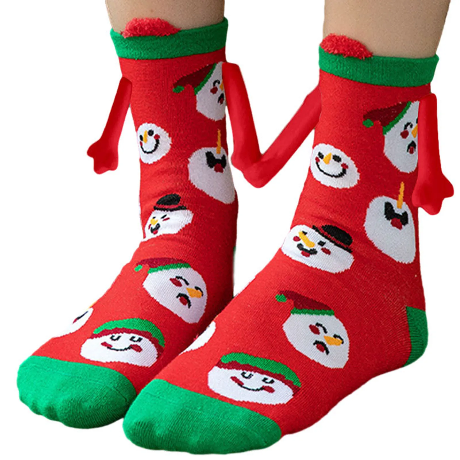 

Christmas Hand Holding Socks Xma Themed Cartoon Printed Unisex Funny Couples Socks for Valentines Christmas Gifts