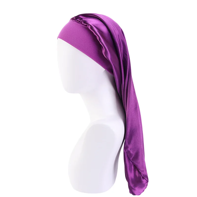Satin Sleep Cap Elastic Wide Edge Bonnet Long Hair Sleeping Hats Wrap Night Cap Hair Care for Women Men Unisex