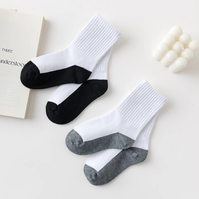 5 Pair Spring Autumn Children Socks 100% Cotton Girl Boy Baby Warm Soft White Black Gray For Winter 1-12 Year Kids Student Socks 4
