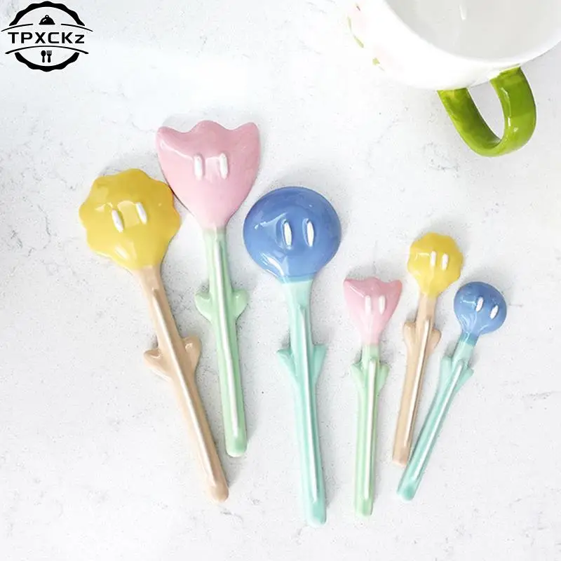 Creative Cute Ceramic Flower Spoon Measuring Cups and Spoon Baking Scale  Rice Soup Spoon Valentine's Day Gift Coffee Spoon Set - AliExpress