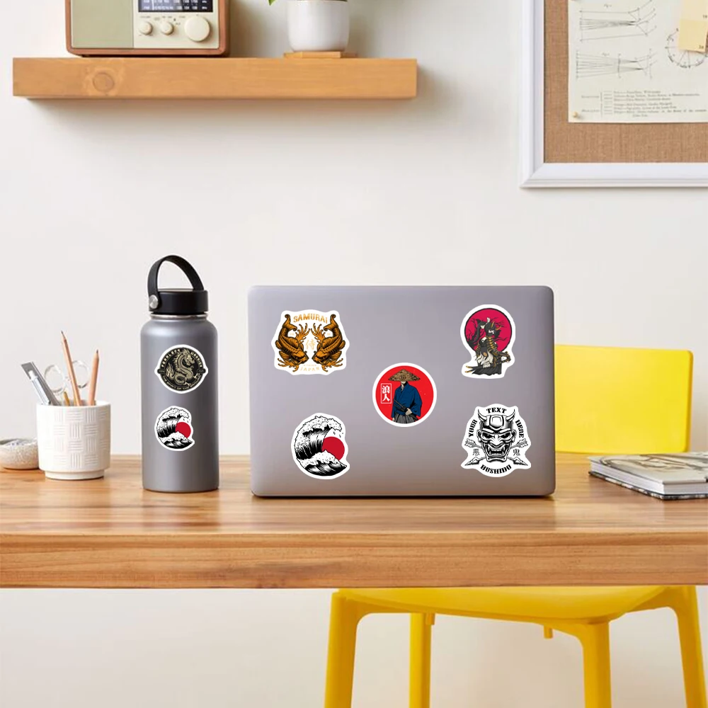 Japanese Samurai Characters Cool Waterproof Sticker Pack - Perfect for DIY Projects and Accessories