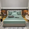 High End Egyptian Cotton Fitted Sheet Solid Color Bed Linen Sheets Elastic Band Mattress Cover 400TC Soft Breathable 140/160/180 2