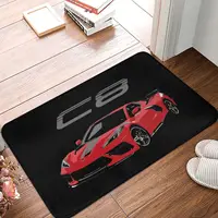 Red Chevy Corvette C8 Mid Engine Anti-slip Doormat Floor Mat Absorbent Mat Carpet Rug for Kitchen Entrance Home Footpad Mats 1