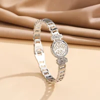 Life Tree Bangles For Men Luxury Inlaid Zircon Thick Chain Type Stainless Steel Gold Plated Bracelets Jewelry Father's Day Gifts 1