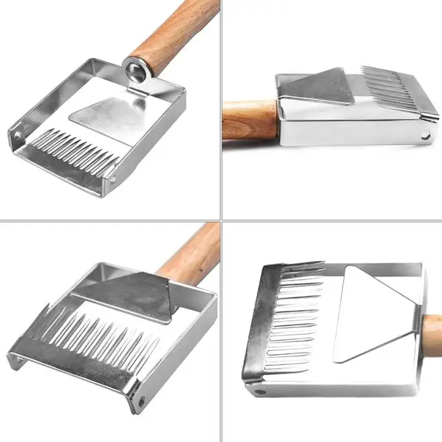 Mézes Villa Rozsdamentes Acél Méheszerékek Méhsejt Késsel Uncapper Méhész Tine Hive Scraper Tool Wooden - Image 5