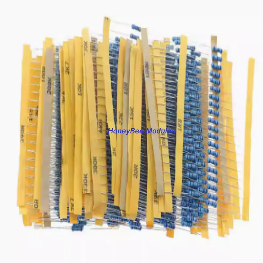 

1000 pcs 50 sizes 20pcs each 0.5W (0.1ohm-3.6M) 1/2w 1% Metal Film Resistor Packs