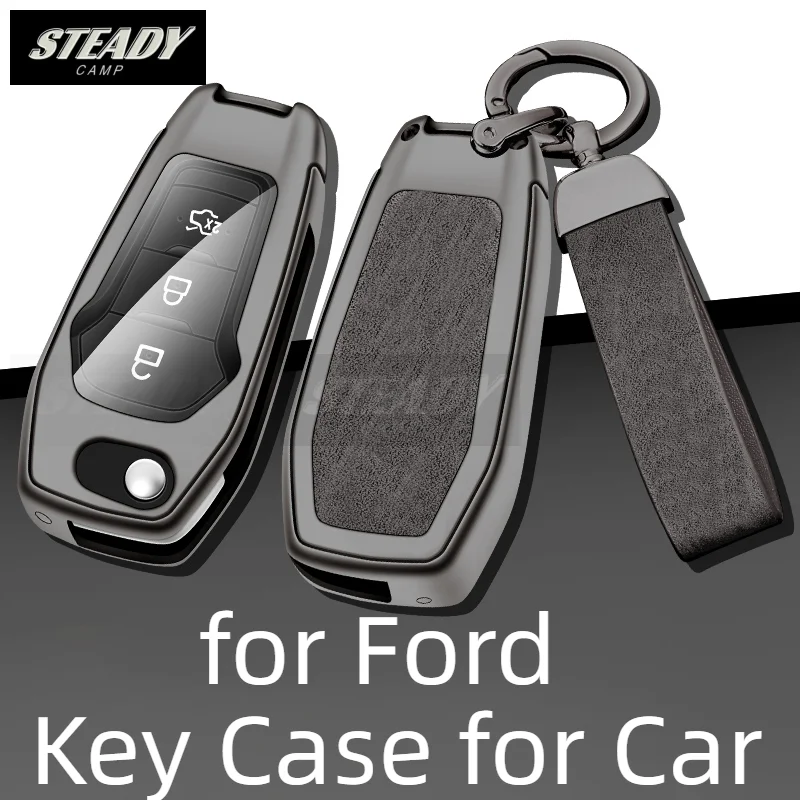 

Folding Zinc Alloy Car Key Case Cover for Ford Fox Forest Mundi Shell Keychain Keyless Bag Protector Interior Accessories