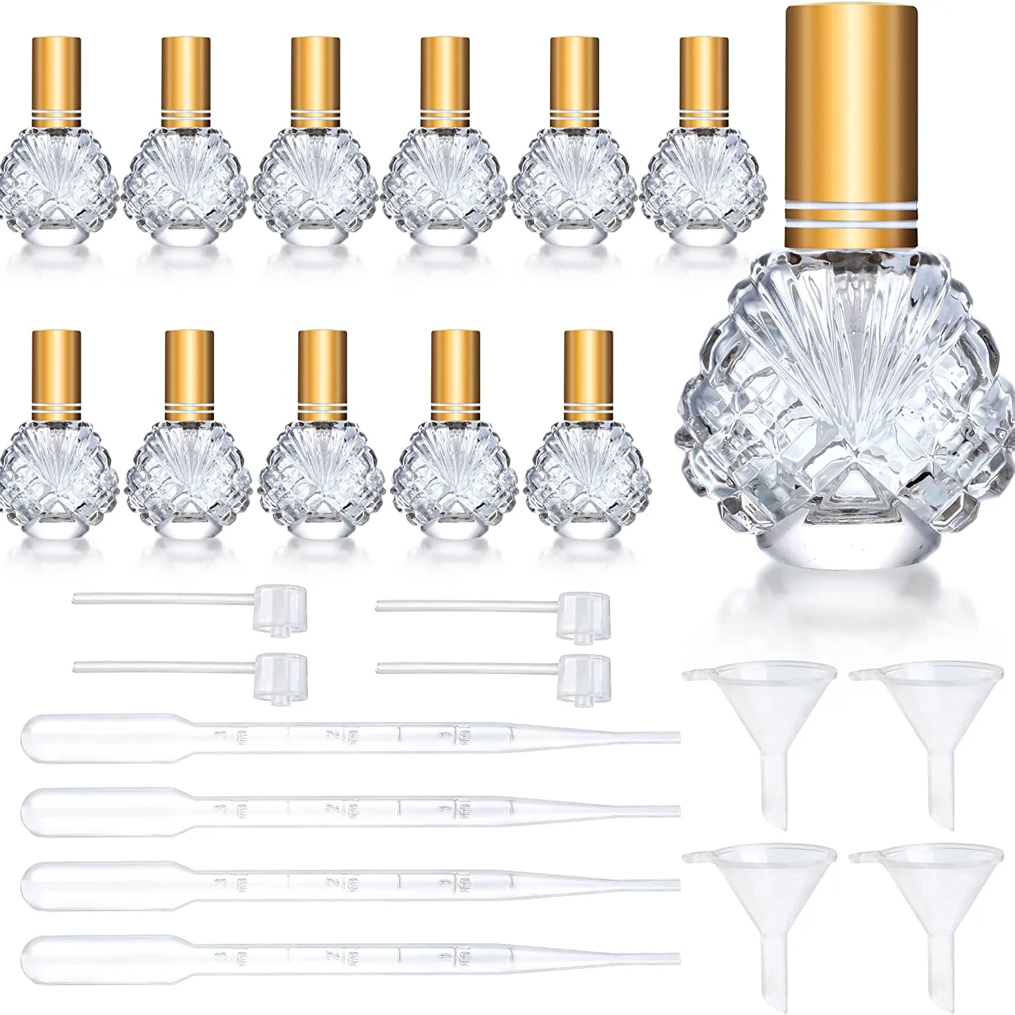 

12pcs 10ml Glass Perfume Atomizer Bottle Empty Refillable Spray Bottle with Funnels Dispensers Portable Bottle for Travel Party