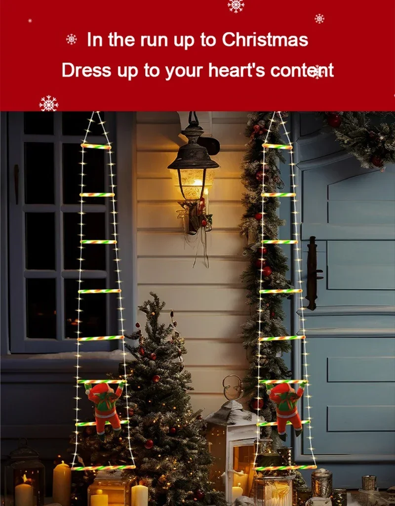 1/3M Santa Claus Climbing Ladder String Lights USB 8 Modes LED Lamp Christmas Decoration for Garden Cristmas Tree New Year Gift