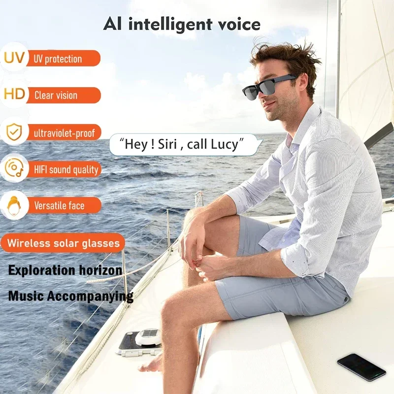 

Bluetooth 5.3 Audio Smart Glasses Wireless HeadphonesSmart Sunglasses with Speakers Mics Earphone Calling Anti-Blue Eyeglasses