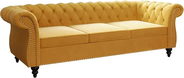 Modern Velvet Tufted 3-Seater Sofa 5