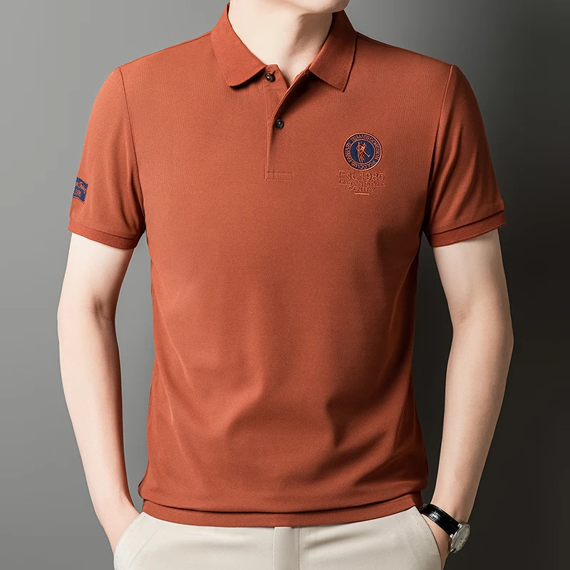 Hochwertiges Marken-Poloshirt für Herren mit Kurzarm, Modisches Rundes Abzeichen mit Geprägten Buchstaben, Atmungsaktives Sommer-Freizeitshirt mit Neuem Kragen – Detail 21