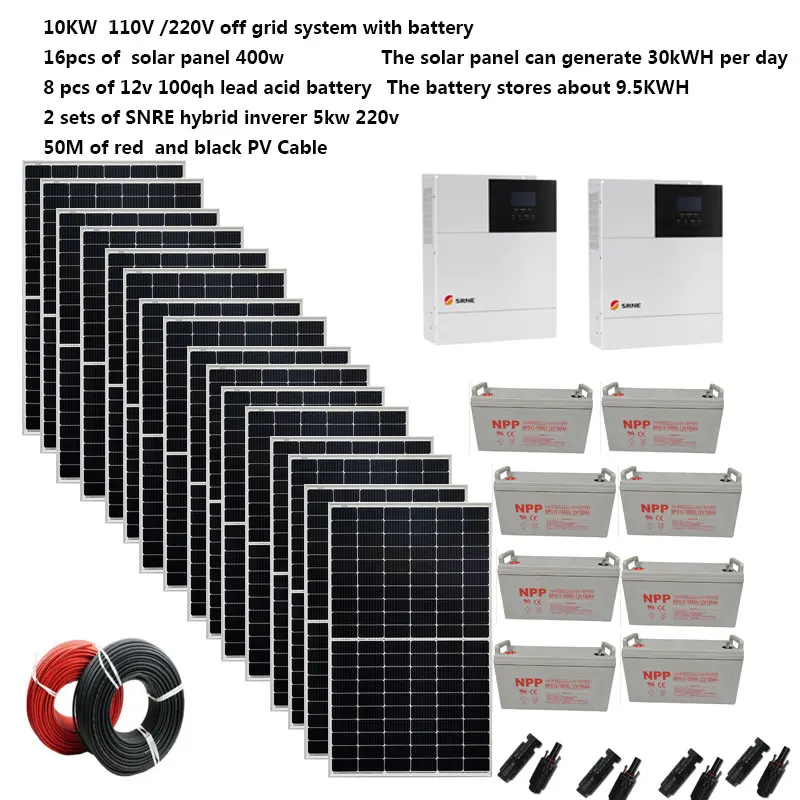Solar Panel Kit Complete With Battery 10KW 10000W 220v 120V PV Panel 400w All in One Hybrid Inverter Growatt On Off Grid System 9 Sff4f26b5d171431da0e70a8a57ce51a21
