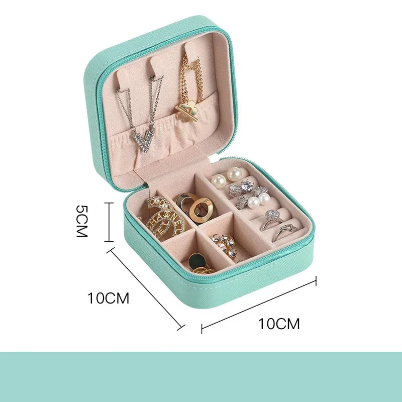 Compact Leather Travel Jewelry Organizer Box - Mini Storage Case for Earrings, Necklaces, and Rings