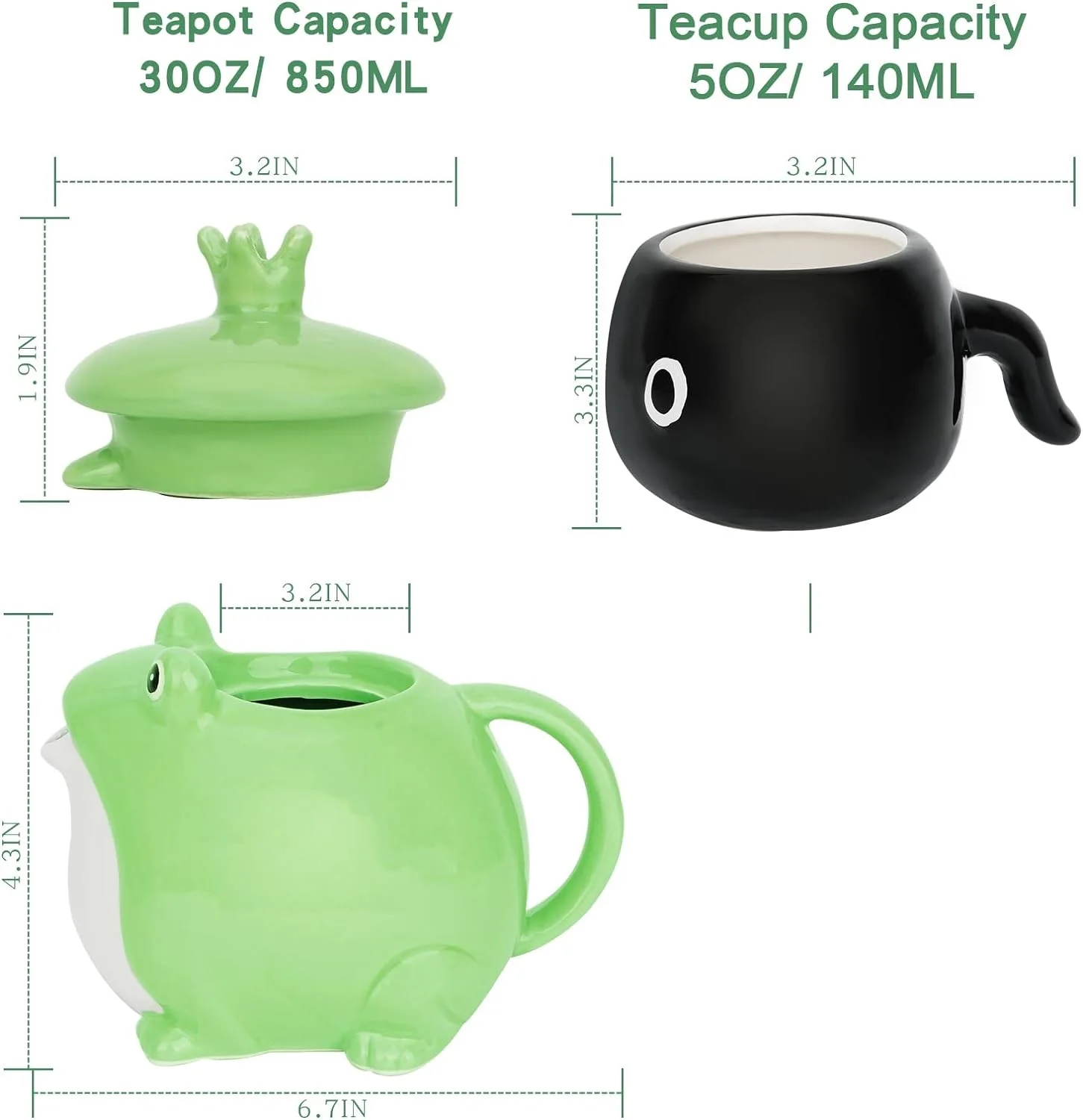 Ceramic Frog and Tadpole Tea Set frog tea set