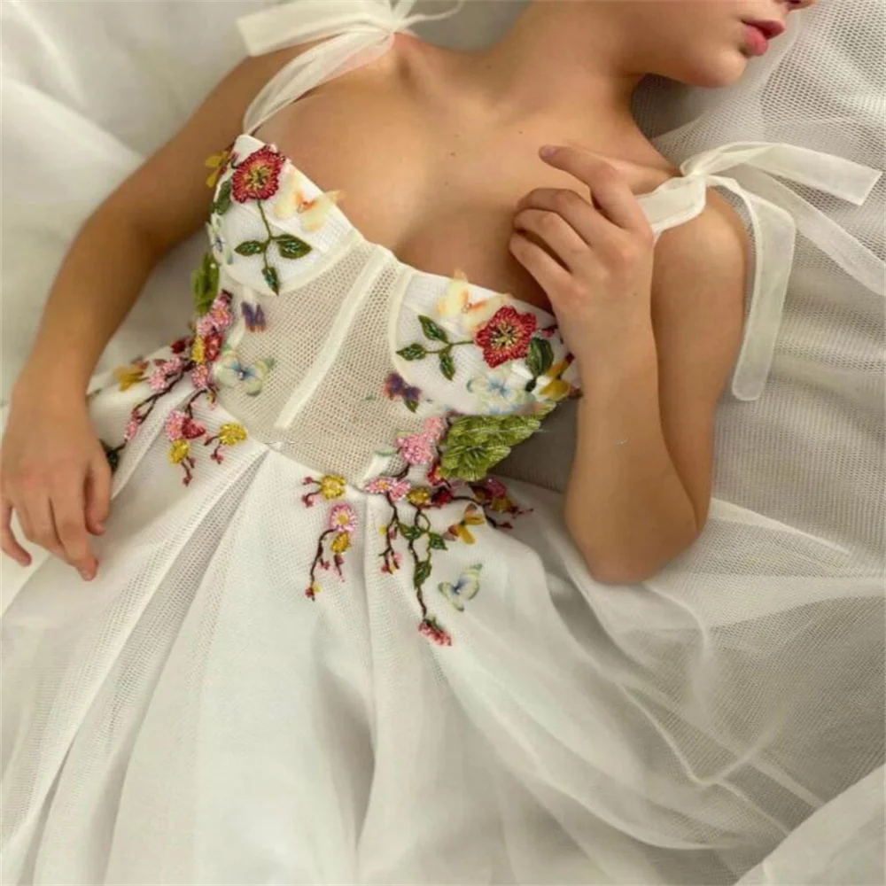 2023 vintage ples šaty bohémský květin a-line tyl večírek talár elegantní dámská 3D potištěné nepopsaný krátce sukně denně nést