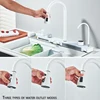 Multi Functional Digital Flying Rain Faucet White Double Waterfall Stainless Steel Sink Kitchen Sink Embossed Large Single Slot 6