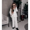 Chic Baby Girl Clothes 2 Piece Fashion Notch Lapel Double Breasted Child Sets Casual Party Wedding Suit for Girls (Blazer+Pants) 3