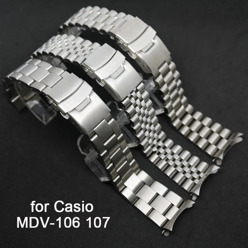 

22mm Diving Steel Metal Strap For Casio MDV-106 MDV-107 Watch Men Sport Bracelet Stainless Steel Watchband Replacement Wristband