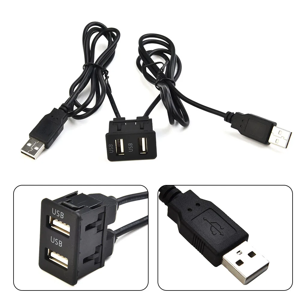 

1 Meter Car Dash Flush Mount AUX USB Port Panel Auto Boats Dual USB Extension Cable Adapter For Toyota Mitsubi/shi