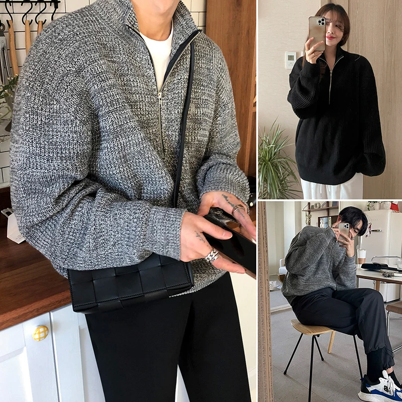

Top Grade New Brand Fashion Casual Jacket Men Thick Velvet Stand Collar Sweaters Korean Classic Cardigan Coats Men Clothes D177