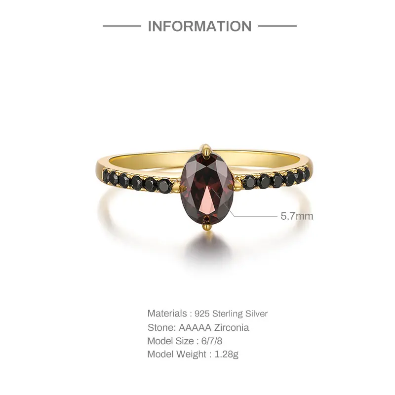 ROXI Egg Shape Exquisite Black Crystal Rings For Women Couple Wedding Rings 925 Sterling Silver Engagement Ring Gift Jewelry