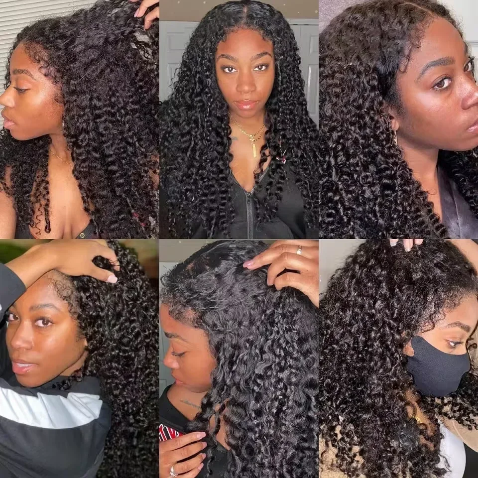 Human Hair Wig Kinky Curly 4C Edges Curly Baby Hair 13x6 13x4 HD Lace Frontal Wig Afro