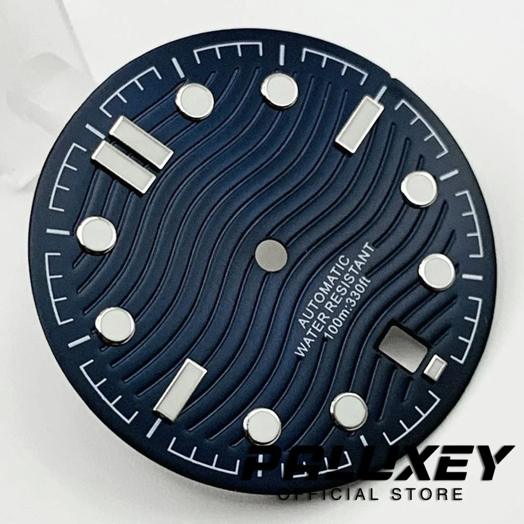 31mm NH35 Black White Blue Watch Dial Luminous 6 o'clock Date Window Watch Faces for NH35/NH35A/4R/7S Movement Replacement Parts watch dial accessories,watch face accessories