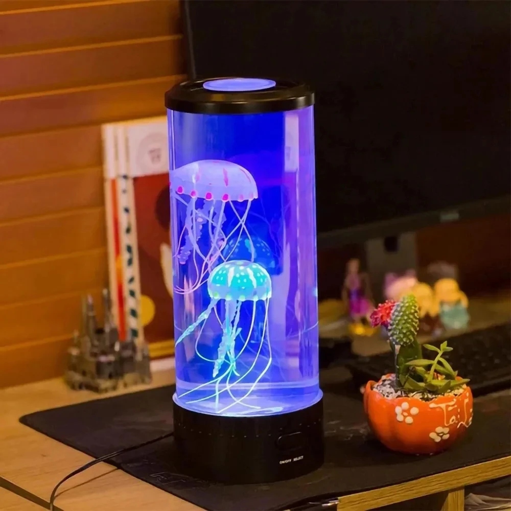  7Colors Changing Jellyfish Lamp Table Night Light Kid Home Bedroom Decor Boy Girl Birthday Gift Desktop Decor Lamp Small Size 