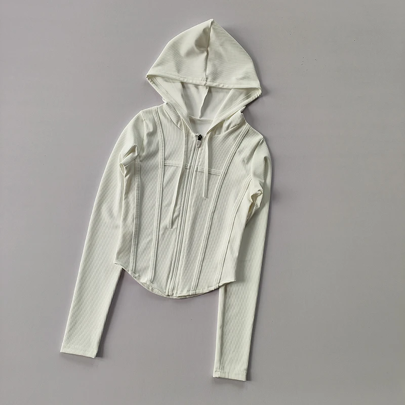 Women's Hooded Cardigan: Slim Fit Fast-Drying Fitness Coat